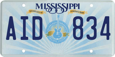 MS license plate AID834