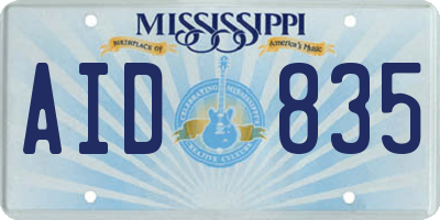 MS license plate AID835