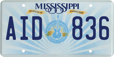 MS license plate AID836