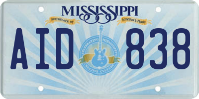 MS license plate AID838