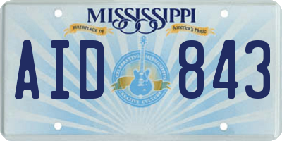 MS license plate AID843