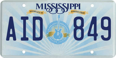 MS license plate AID849