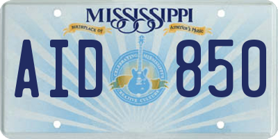 MS license plate AID850