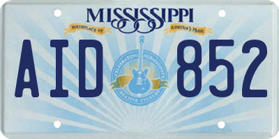 MS license plate AID852