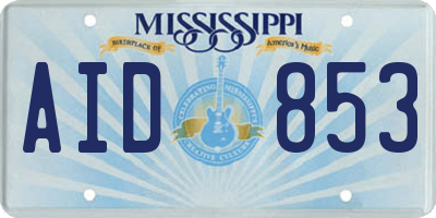 MS license plate AID853