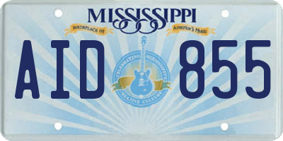 MS license plate AID855