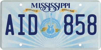 MS license plate AID858