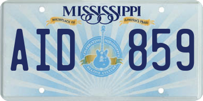 MS license plate AID859