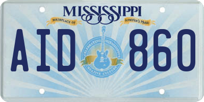 MS license plate AID860
