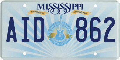 MS license plate AID862