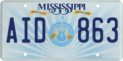 MS license plate AID863