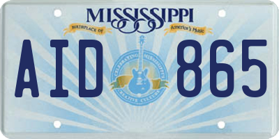 MS license plate AID865