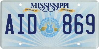 MS license plate AID869