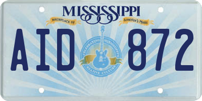 MS license plate AID872