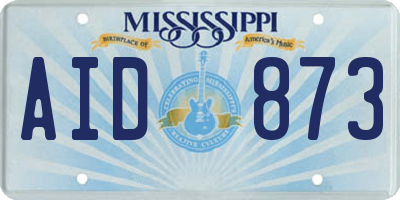 MS license plate AID873