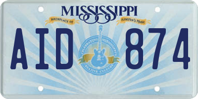 MS license plate AID874