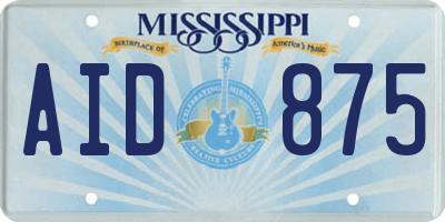 MS license plate AID875
