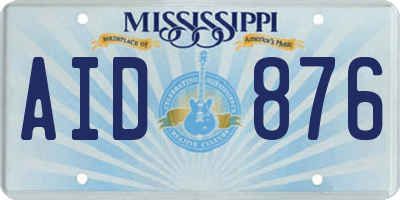 MS license plate AID876