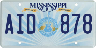 MS license plate AID878