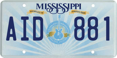 MS license plate AID881