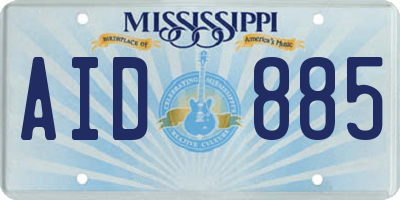 MS license plate AID885