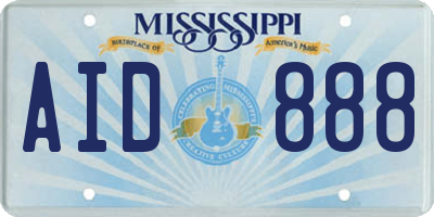 MS license plate AID888