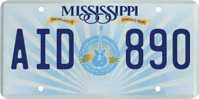 MS license plate AID890