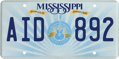 MS license plate AID892