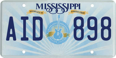 MS license plate AID898