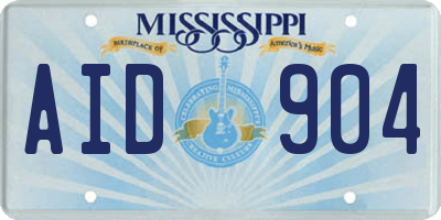 MS license plate AID904
