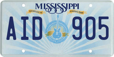 MS license plate AID905