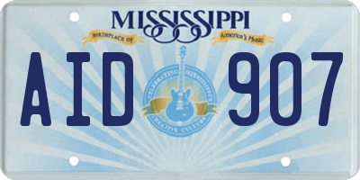 MS license plate AID907