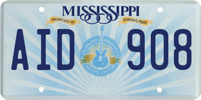 MS license plate AID908