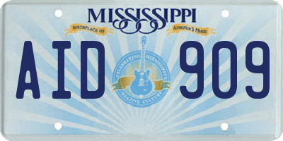 MS license plate AID909