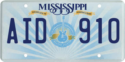MS license plate AID910