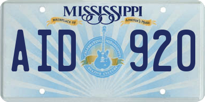 MS license plate AID920