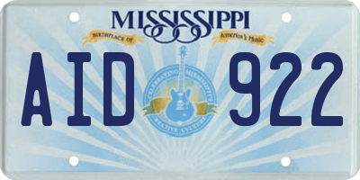 MS license plate AID922