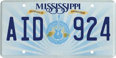 MS license plate AID924