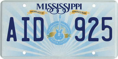 MS license plate AID925
