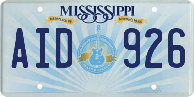 MS license plate AID926