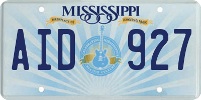 MS license plate AID927