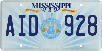 MS license plate AID928
