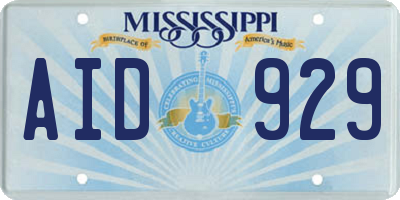 MS license plate AID929