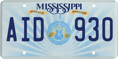MS license plate AID930