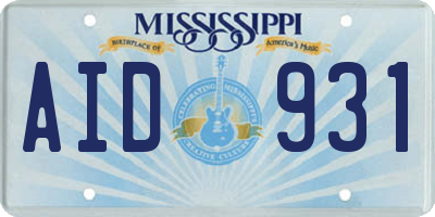 MS license plate AID931