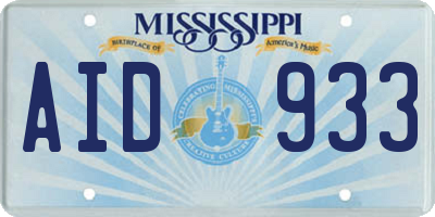 MS license plate AID933