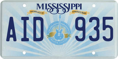 MS license plate AID935
