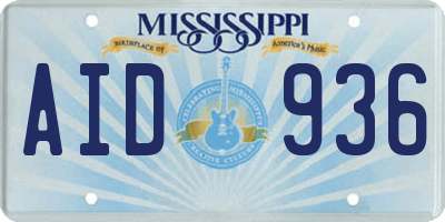 MS license plate AID936