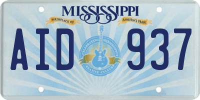 MS license plate AID937