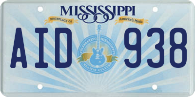 MS license plate AID938